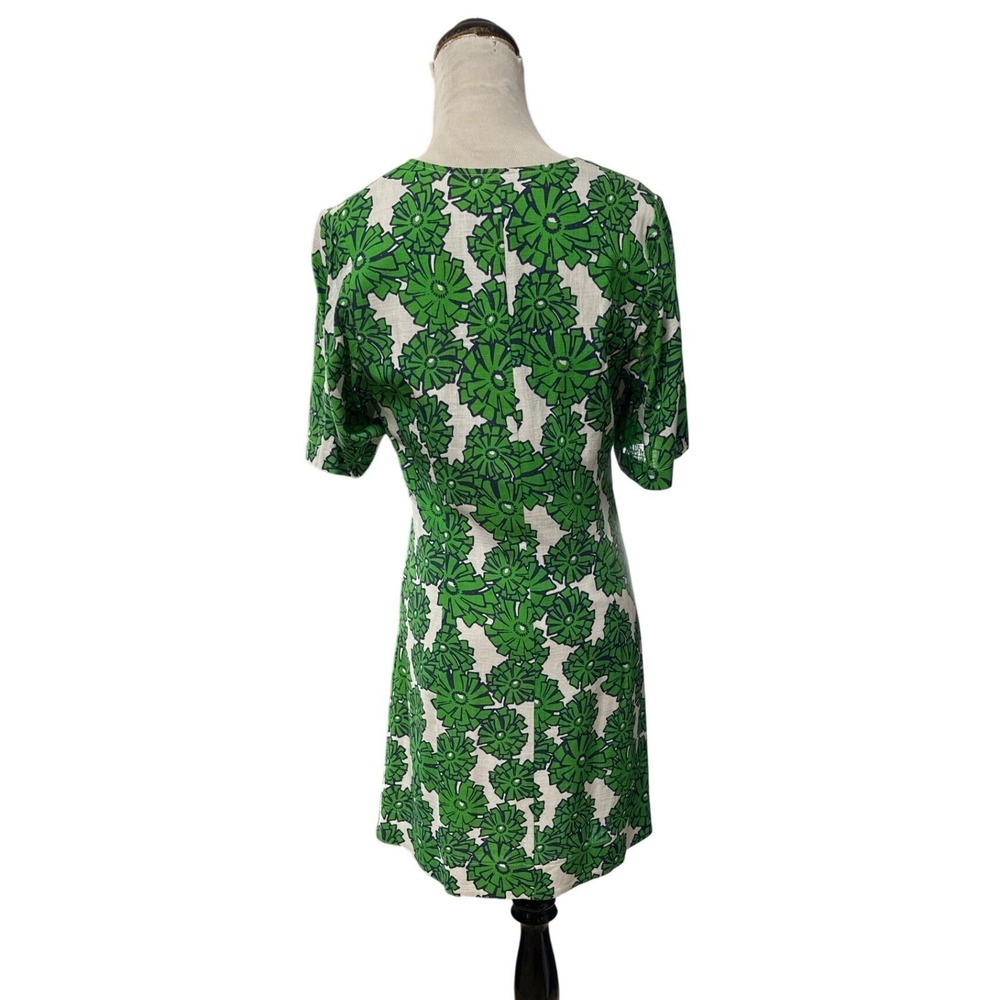 Porridge Clothing Green Floral Mini Dress Linen Blend Cottagecore Size S - Picture 10 of 12